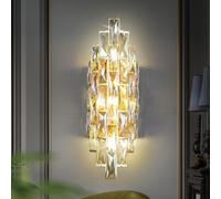 JUJUQI Modern Crystal Wall Sconces Gold Wall Light Fixtures Luxury Indoor Wall Lamp Crystal Wall Lighting for Living Room Bedroom Bathroom Bedside Hallway