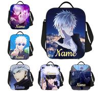 Jujutsu Gojo Satoru Itadori Yuji Personalised Name Boys Girls School Insulated Lunch Bag Children Camp Insulated Food Bag Kid's Portable Shoulder Hand Bags