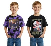 Jujutsu Kaisen Boys T-Shirts 7-16 Yrs, 2 Pack Cotton Crew Neck Short Sleeve Tee Tops, Soft Boys Clothing, Anime Manga Gifts (9-10 Years, Black/Purple Jujutsu Kaisen)