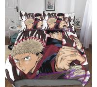 Jujutsu Kaisen Printed Duvet Cover Set Bedding Set 3 Pieces Soft Microfiber Anime Quilt Cover with Pillowcases And Zipper Closure Single135x200cm