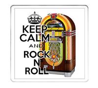 JUKE BOX GIFT COASTER. KEEP CALM AND ROCK N ROLL, coaster drinks drip mat table protector. Matching Juke Box Mug Available. This Can Be Personalised