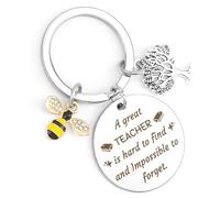 Jukeios Thank You Teacher Gifts for Women,Best Male Teacher Christmas Thank You Leaving Bee Gifts for Teachers Funny Christmas Birthday End of The Year Appreciation Presents for Men Teachers Keyring