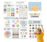 Jukeoiu Children's Learning Posters - Pack of 12 Teaching Posters for Preschool Children, Learning Posters Classroom Wall Decoration for Children 3 8 Years Girls Home Primary School Nursery Home