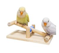 Jukeoiu Natural Toys for Birds, Wooden Seesaw for Birds, Interactive Balance Game for Parakeets