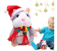Jukeoiu Talking Hamster Toy - Pet Talking Record | Automatic Shaking Head Plush Doll with Hat and ScarfEducational Tool for Family Game Night Birthday Christmas Playroom Children Party