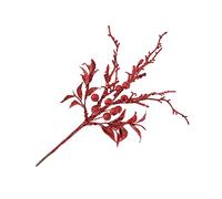 JUKIDS 6Pcs Artificial Christmas Glitter Berry Holly Leaf, 11Inch Red Sprays Twig Stem Fake Tree Branch Spray Christmas Tree Ornament for DIY Xmas Wreath Wedding Garland Decorations