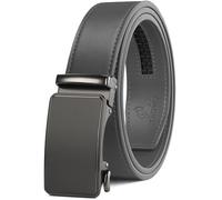 JUKMO Men’s 35mm Leather Ratchet Belt with Original Slide Buckle in Gift Box (Octagon - Grey, L-42 to 46" Waist Adjustable (Length 53"))