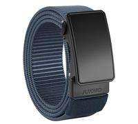 JUKMO Men's 1.5" Nylon Ratchet Belt, Casual Web Click Belt with Slide Buckle for Jeans, No Holes Adjustable Trim to Fit (Blue, Small-for Waist 30"-36" (Length 45"))