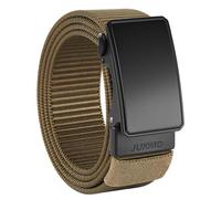 JUKMO Men's 1.5" Nylon Ratchet Belt, Casual Web Click Belt with Slide Buckle for Jeans, No Holes Adjustable Trim to Fit (Coyote, Medium-for Waist 36"-42" (Length 49"))