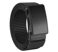 JUKMO Men's 1.5" Nylon Ratchet Belt, Casual Web Click Belt with Slide Buckle for Jeans, No Holes Adjustable Trim to Fit (Black, Large-for Waist 42"-46" (Length 53"))