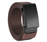 JUKMO Men's 1.5" Nylon Ratchet Belt, Casual Web Click Belt with Slide Buckle for Jeans, No Holes Adjustable Trim to Fit (Coffee, Small-for Waist 30"-36" (Length 45"))