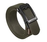 JUKMO Men's Ratchet Belt, 1.5 Inch Nylon Web Tactical Work Belt with Automatic Slide Buckle (Army Green, Medium-for Waist 36"-42" (Length 49"))