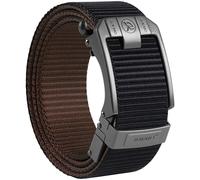 JUKMO Men's Reversible Ratchet Belt - 2 Styles in 1, No-Hole Adjustable Web Belt for Golf, Business & Everyday Wear, Black/Coffee, Medium-for Waist 38"-42" (Length 49")