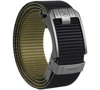 JUKMO Men's Reversible Ratchet Belt - 2 Styles in 1, No-Hole Adjustable Web Belt for Golf, Business & Everyday Wear, Black/Coyote, 42-46W/135cm Length/L
