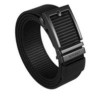 JUKMO Ratchet Belt for Men, Nylon Web Tactical Gun Belt with Automatic Slide Buckle (Black, Medium for Waist 38"-42" (Length 49"))