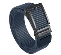 JUKMO Ratchet Belt for Men, Nylon Web Tactical Gun Belt with Automatic Slide Buckle (Blue, Large for Waist 42"-45" (Length 53"))