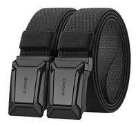 JUKMO Stretch Tactical Belt for Men,2 Pack Military Work Rigger Hiking 1.5" Elastic Nylon Web Ratchet Quick Release Belt, Black+black, XXX-Large-for Waist 54"-58" (Length 65")