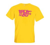 Juko Back to The 80's Neon Pink Print Fancy Dress Dance Club Top 1395 T Shirt. Yellow, Large