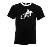 Juko Banksy Fallen Angel Stencil Graffiti Street Wall Art 1401 Ringer T Shirt. Black, Large