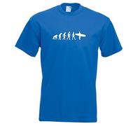 Juko Children's Evolution Surf Board T Shirt Ape to Surf Kids T-Shirt. Blue, 12-14 Years