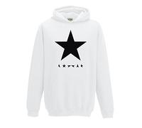 Juko David Bowie Blackstar Logo 25th Album Cover Star 1363 Hoodie. White, XX-Large