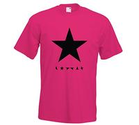Juko David Bowie Blackstar Logo 25th Album Cover Star 1363 T Shirt. Hot Pink, Small