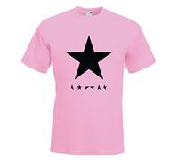 Juko David Bowie Blackstar Logo 25th Album Cover Star 1363 T Shirt. Pink, Small