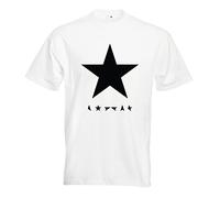Juko David Bowie Blackstar Logo 25th Album Cover Star 1363 T Shirt. White, Large