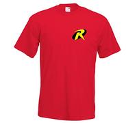 Juko Robin Batman t Shirt Fancy Dress Robin t Shirt stag do Shirt Super Hero t Shirt. Red, Small