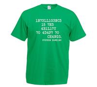 Juko Stephen Hawking Intelligence is The Ability Adapt Change T Shirt. Green, X-Large