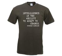 Juko Stephen Hawking Intelligence is The Ability Adapt Change T Shirt. Khaki, Large