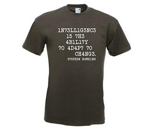 Juko Stephen Hawking Intelligence is The Ability Adapt Change T Shirt. Khaki, Large