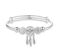 Jukoclut Trendy Dreamcatcher Feathers Charm Adjustable Bangle Bracelets for Women, One Size, Copper, no gemstone
