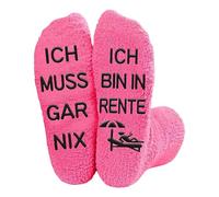 JUKOTA 1 Pair - Funny Retirement Socks, Gift for Women, Ich Bin Retirement - Ich Muss GAR NIX Retirement - Farewell Gift (Red Rose)
