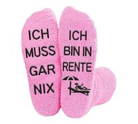 JUKOTA 1 Pair - Funny Retirement Socks - Gift for Women - Ich bin Retirement - Ich Muss GAR NIX Retirement Gift (Pink)