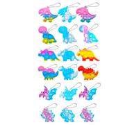 JUKOTA Fidget Toys, 18 Mini Dinosaur Keychains, Sensory Stress Relief, Fidget Toys with Keychain, Bubble Finger Toys, Autism Squeeze Toys
