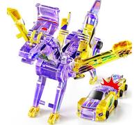 JUKUDAHU Transforming Dinosaur Car Toy, 2 in 1 Magnetic Cars Transform into Dinosaur Toys, Fun Robot Automatic Deformation Toy Cars Birthday Gift for Kids Boys Girls Age 4-6 6-12 Year Old