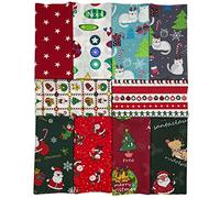 Jukway 10PCS Cotton Fabric Bundles Christmas Patterns 40x50cm, Patchwork Fabric Fat Quarters Printed Fabrics Craft Cloths Bundles for Sewing, Quilting, DIY Decoration,Scrapbooking, Handwork (40x50 cm)