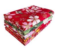 Jukway 5Pcs 71x50 cm Large Cotton Fabric Fat Quarters, Oriental Style, Pure Cotton Fabric Bundles, Bronzing Printed Patterns, Patchwork Fabrics for Sewing, Quilting, DIY Decoration, Crafts (Red)