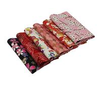 Jukway 6Pcs Cotton Fabric Bundles Squares Asian Style 40x40 cm, Bronzing Designs Floral Printed Craft Fabric Patchwork Cloths for Sewing Quilting DIY Decoration Scrapbooking Handwork (Pink)