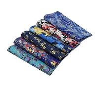 Jukway 6Pcs Japanese Style Cotton Fabric Bundles Squares 40x40 cm, Bronzing Designs Floral Printed Craft Fabric Patchwork Cloths for Sewing Quilting DIY Decoration Scrapbooking Handwork (Navyblue -A)