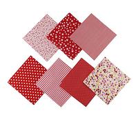 Jukway 7PCS Different Patterns Printed Cotton Fabric Squares 50 x 50 cm Handmade Craft Patchwork Cloths Bundle for Sewing, Quilting, DIY Decoration, Scrapbooking, Handwork (Red)