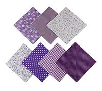 Jukway 7PCS Different Patterns Printed Cotton Fabric Squares 50 x 50 cm Handmade Craft Patchwork Cloths Bundle for Sewing, Quilting, DIY Decoration, Scrapbooking, Handwork (Purple)