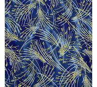 Jukway Cotton Fabric by The Metre, 50x145 cm, 100% Cotton Fabrics, Bronzing Design Floral Printed Decorative Cloths for Sewing, Quilting, Crafts, Curtains, Upholstery (03- Design, Blue)