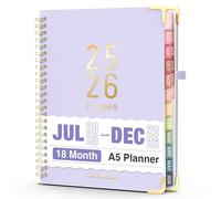 Jul 2025 - Dec 2026 Planner, Forvencer Academic Planner 2025-2026, 18 Month Daily Planner, 6" x 8", Weekly & Monthly Agenda Book, Hardcover Calendar Book, School Supplies for Student Teacher, Purple