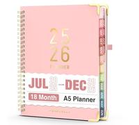 Jul 2025 - Dec 2026 Planner, Forvencer Academic Planner 2025-2026, 18 Month Daily Planner, 6" x 8", Weekly & Monthly Agenda Book, Hardcover Calendar Book, School Supplies for Student Teacher, Pink