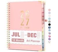 Jul 2026 - Dec 2027 Planner, Forvencer 18 Month Academic Planner 2026-2027, 8.5" x 11", Calendar Planner Weekly and Monthly, Daily Agenda Book, College School Supplies for Student Teacher, A4, Pink