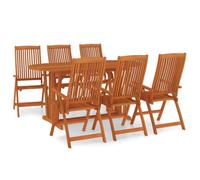(Jul-35) vidaXL Solid Wood Eucalyptus Garden Dining Set with/without Footrest 5/7 Piece