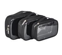 Jula Vance 3pcs Pack TSA Approved Travel Pro Beauty Makeup Kits Cosmetic Organizers Case Clear Utility Pouch Combo Set Bag with Zipper & Handle, Black, Clear Travel Cases