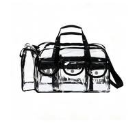 Jula Vance Large Clear Makeup Bag - Professional Transparent Vinyl PVC Makeup Kits Organizer for MUA Carry All Artist Traveling Cosmetic with 4 External Pockets & Tissue Holder